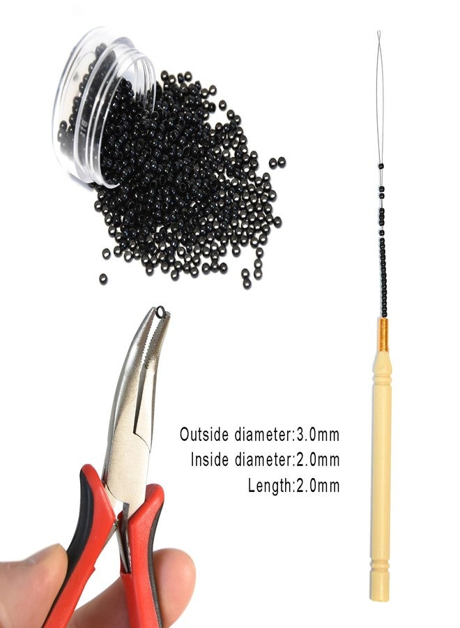 ياتشيو 500 قطعة من حلقات النانو 3.0 مم، خرز دقيق، بطانة غير سيليكونية، حلقات نحاسية لوصلات الشعر الطرفية ووصلات الشعر اللامعة (أسود) - Image 2